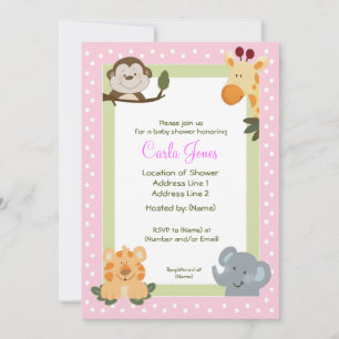 Convites Selgle Safari Baby Shower Invances 5 x 7 tamanhos