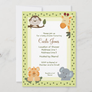 Convites Selgle Safari Baby Shower Invances 5 x 7 tamanhos