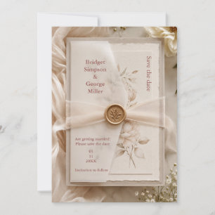 Convites Selo de Cera de Casamento em Vellum Moderno Românt