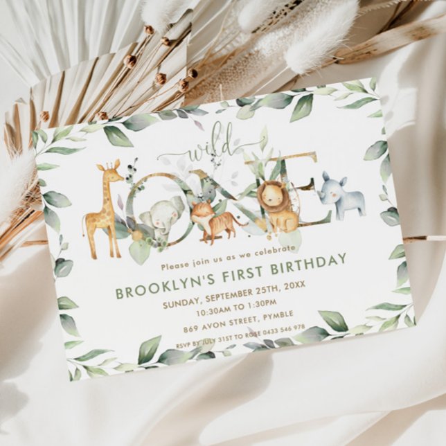 Convites Selva-Chic Animais Selvagens primeiros aniversario (Criador carregado)