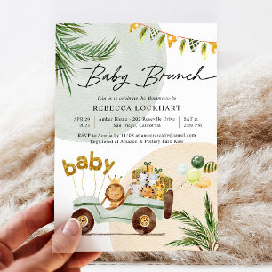 Convites Selva de Diversão Moderna Safari Animal Baby Brunc