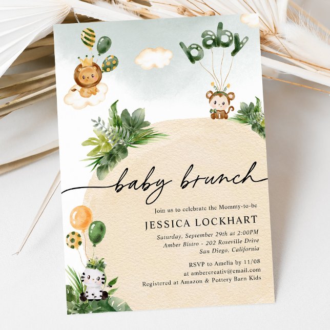 Convites Selva de Diversão Moderna Safari Boy Brunch (Criador carregado)