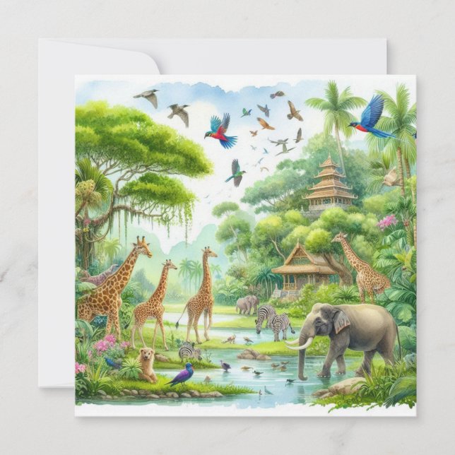 Convites Selva de safari tropical (Frente)