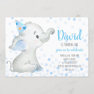 Convites Selva do Elefante Baby Boy Blue Confetti Safari