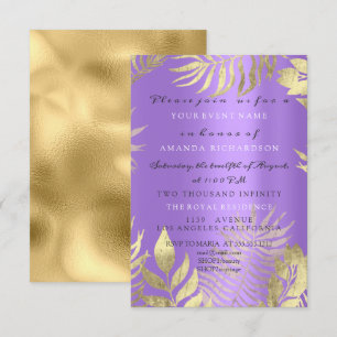 Convites Selva Dourada Roxo Elegante Casamento Aniversário