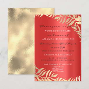 Convites Selva Dourada Rubi Vermelho Dourado Elegante Anive