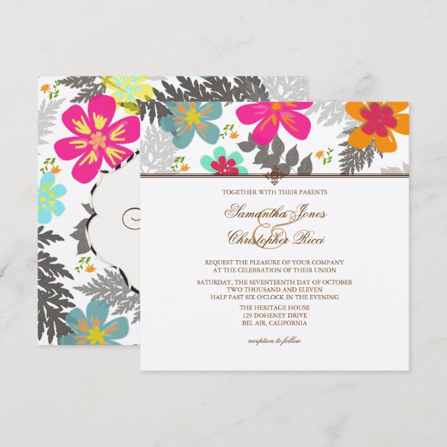 Convites Selva havaiana PixDezines/cor suja/felt Ecru (Frente/Verso)