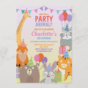 Convites Selva Selvagem do Zoo Selvagem do Balão de Anivers