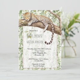 Convites Selva Selvagem Selvagem Verde Chá de panela Leopar