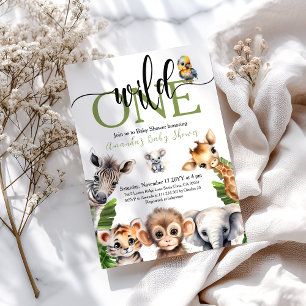 Convites Selva Selvagem Um Chá de fraldas Safari Animal