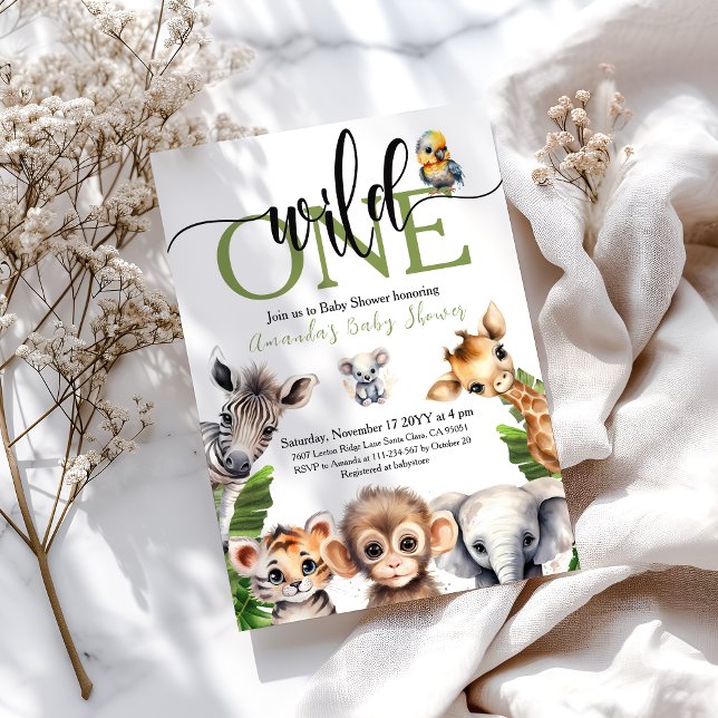 Convites Selva Selvagem Um Chá de fraldas Safari Animal (Criador carregado)