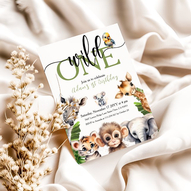 Convites Selva Selvagem Um Safari Primeira Festa de anivers (Criador carregado)