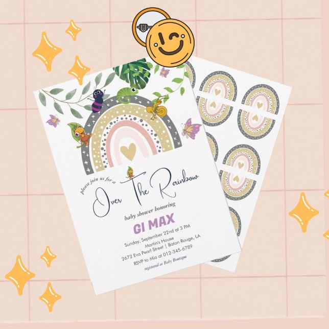 Convites Selva Sobre O Chá de fraldas Arco-Íris (Criador carregado)