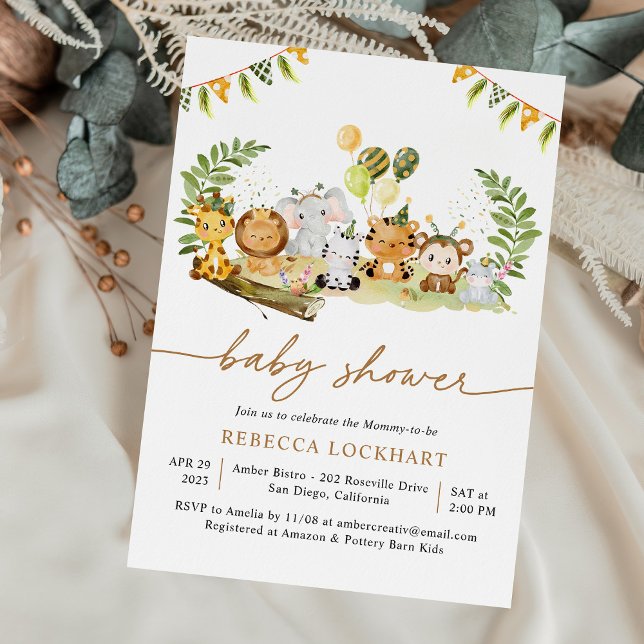Convites Selva Tropical Safari Animal Chá de fraldas Neutro (Criador carregado)