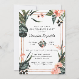 Convites Selva Tropical Verde | Formatação Floral Rosa