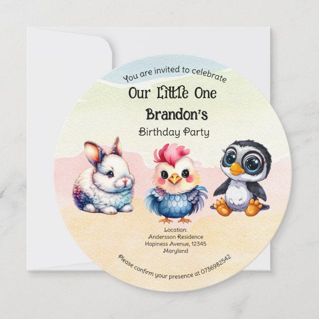 Convites Selvagem De Animais De Floresta Brincadeiras (Frente)