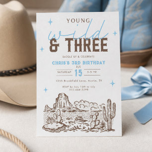Convites Selvagem e Três Aniversário de 3 anos do Cowboy Oc