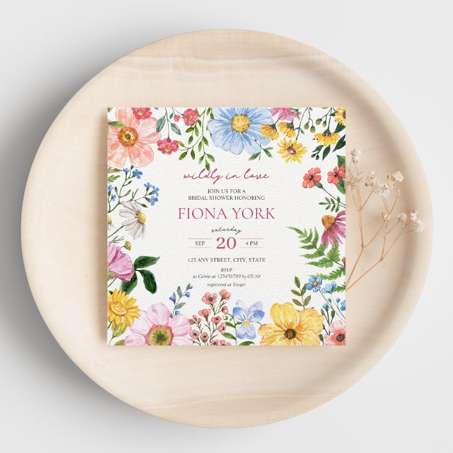 Convites Selvagem no Amor | Chá de panela de flor selvagem (Wildly in Love Bridal Shower Love is in Bloom Floral Spring Summer Cute Invitation )