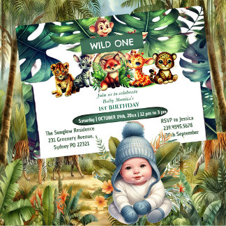 Convites Selvagem Selvagem Safari Cana Tropical de Um Anive