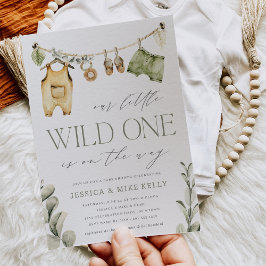Convites Selvagem Um | Chá de fraldas Neutral Boho Safari