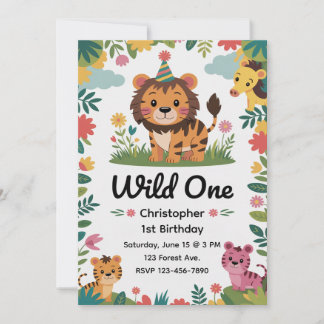 Convites Selvagem Um Safari Animais 1º Aniversário | Selva