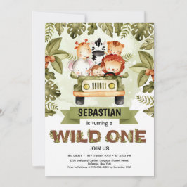 Convites Selvagem Um safari selvagem dirigindo um caminhão