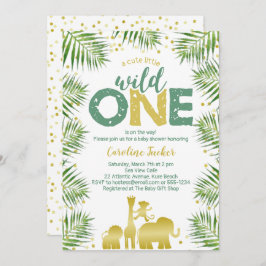 Convites Selvagens Tropicais Um Chá de fraldas Dourado De A