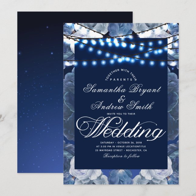 Convites Semáforos Blue Elegant Wedding (Frente/Verso)