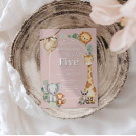 Convites Seminário Tropical de Animais Safari Selvagens Ros