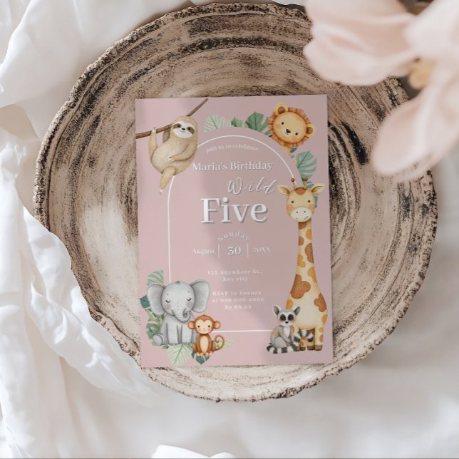 Convites Seminário Tropical de Animais Safari Selvagens Ros (Criador carregado)