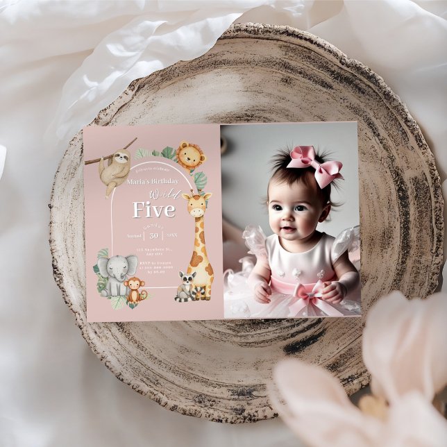 Convites Seminário Tropical de Animais Safari Selvagens Ros (Criador carregado)