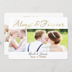 Convites SEMPRE & PARA SEMPRE foto DOURADO das fotos do