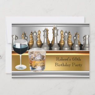 Convites Sena 60ª Festa de aniversário Chess Set Metal Scot