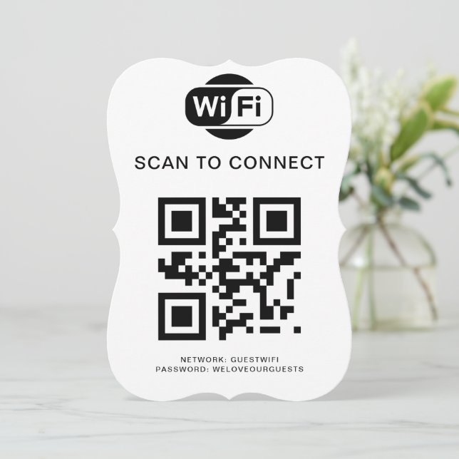 Convites Senha Wifi | Verificação de código QR para conexão (Em pé/Frente)