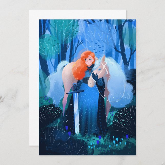 Convites Senhora com Espada e Cavalo Branco (Frente/Verso)