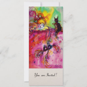 Convites SENHORA COM GATO PRETO / Festa de Máscaras de Mard