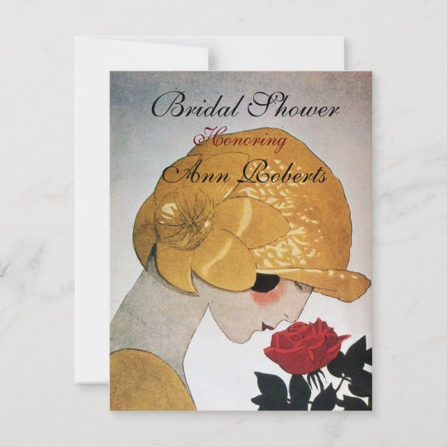 CONVITES SENHORA COM ROSA VERMELHA DO CHÁ DE PANELA MONOGRA (Frente)