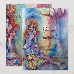 Convites SENHORA DO LAGO, azul vibrante rosa metálico prata