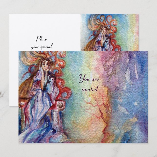 Convites SENHORA DO LAGO rosa roxo ble branco champanhe (Frente/Verso)