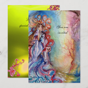 Convites SENHORA DO LAGO, vibrante azul brilhante rosa gema