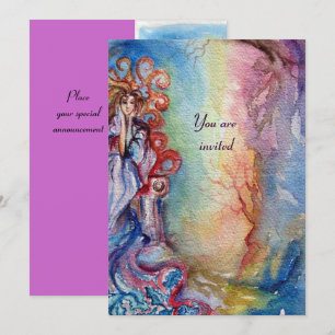Convites SENHORA DO LAGO, vibrante azul brilhante rosa viol