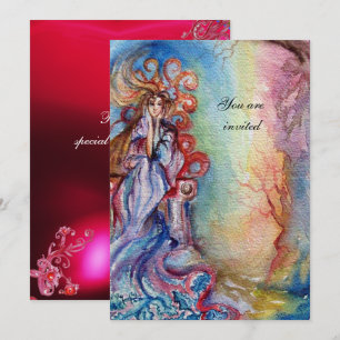 Convites SENHORA DO LAGO, vibrante azul rosa gema burgundy