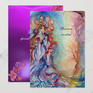 Convites SENHORA DO LAGO, vibrante azul rosa gema roxo