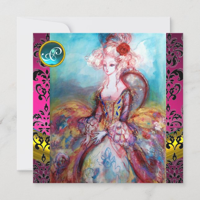 CONVITES SENHORA POMPADOUR, MONOGRAMA DE FLORES DE DAMASCO  (Frente)