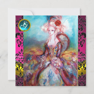 CONVITES SENHORA POMPADOUR, MONOGRAMA DE FLORES DE DAMASCO 