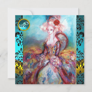 CONVITES SENHORA POMPADOUR, MONOGRAMA DE FLORES EM DAMASCO 