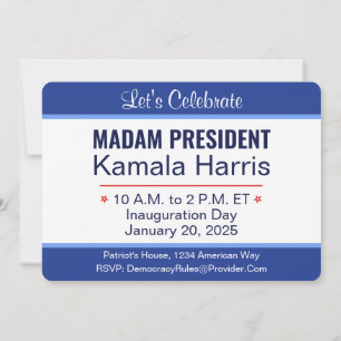 Convites Senhora Presidente Kamala Harris Inauguração