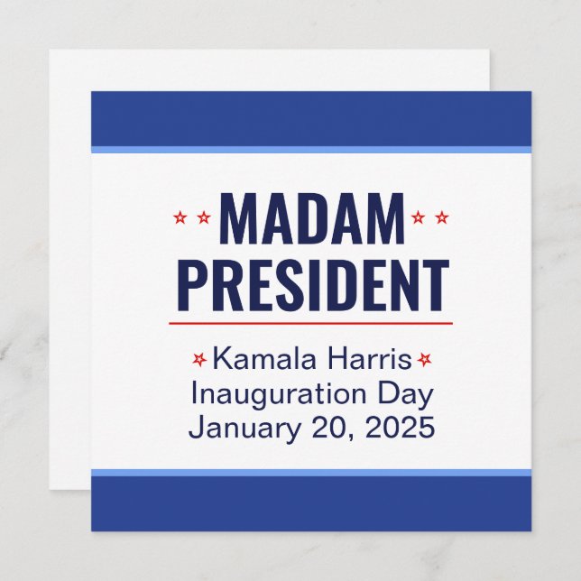 Convites Senhora Presidente Kamala Harris Inauguração (Frente/Verso)