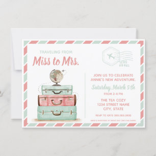 Convites Senhorita à Sra. viagem chá de panela Casal Mint