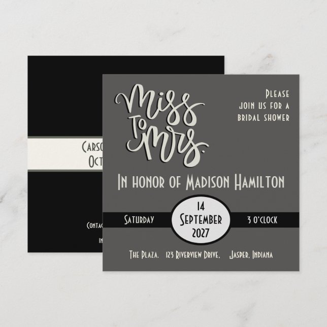 Convites Senhorita moderna para Chá de panela de inspirivid (Frente/Verso)